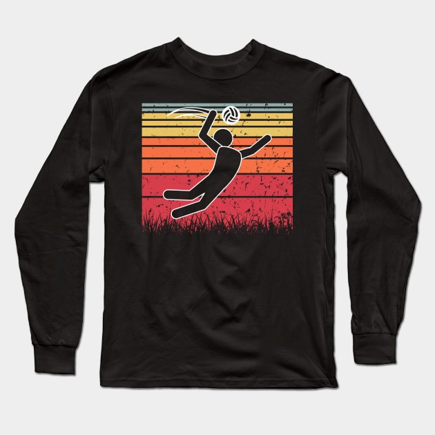 Travel back in time with beach volleyball - Retro Sunsets shirt featuring a player! Long Sleeve T-Shirt by Gomqes